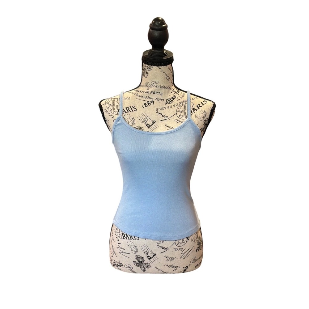 Cotton On Byron Scoop Cami Baby Blue Ribbed Tank Top Small Minimalist Basics